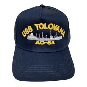 USS Tolovana AO-64 Mesh Snapback Hat Cap Blue Embroidered U.S.Navy
